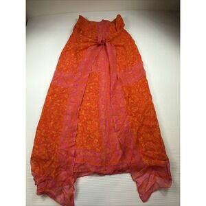 Finity Studio 100% silk Wrap dress vibrant pink and orange floral Size 8
